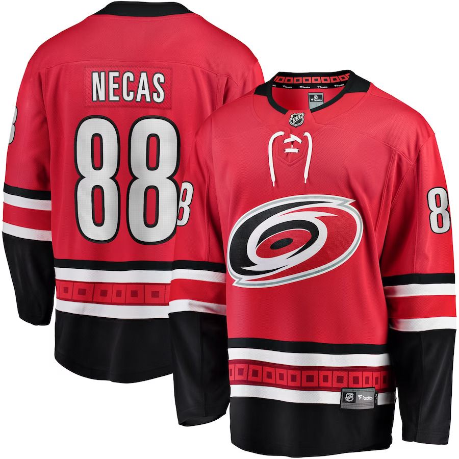 Men Carolina Hurricanes #88 Martin Necas Fanatics Branded Red Home Breakaway Player NHL Jersey